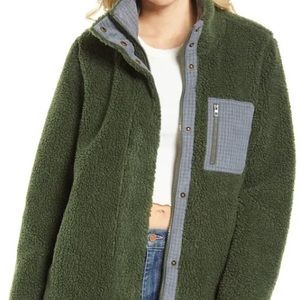 Madewell Resourced High Pile Fleece Jacket In Dark Forest